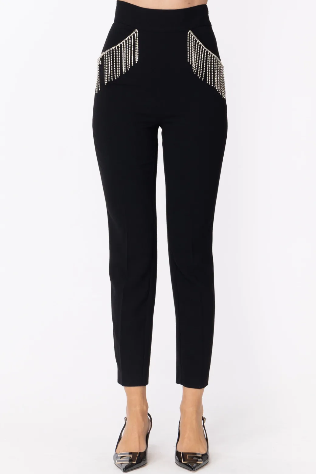 Simona Corsellini Pantaloni con Frange Di StrassNERO