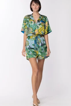 Simona Corsellini Shorts con Fantasia FlorealeBRIGHT GREEN