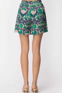 Simona Corsellini Shorts In Viscosa con Fantasia FlorealeBRIGHT GREEN