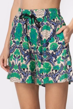 Simona Corsellini Shorts In Viscosa con Fantasia FlorealeBRIGHT GREEN