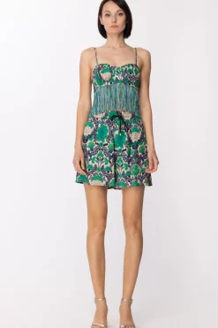 Simona Corsellini Top Bustier con FrangeBRIGHT GREEN