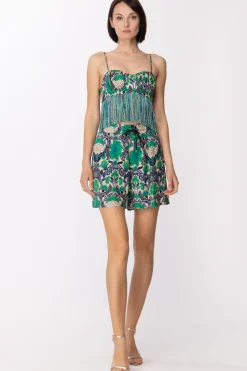 Simona Corsellini Top Bustier con FrangeBRIGHT GREEN