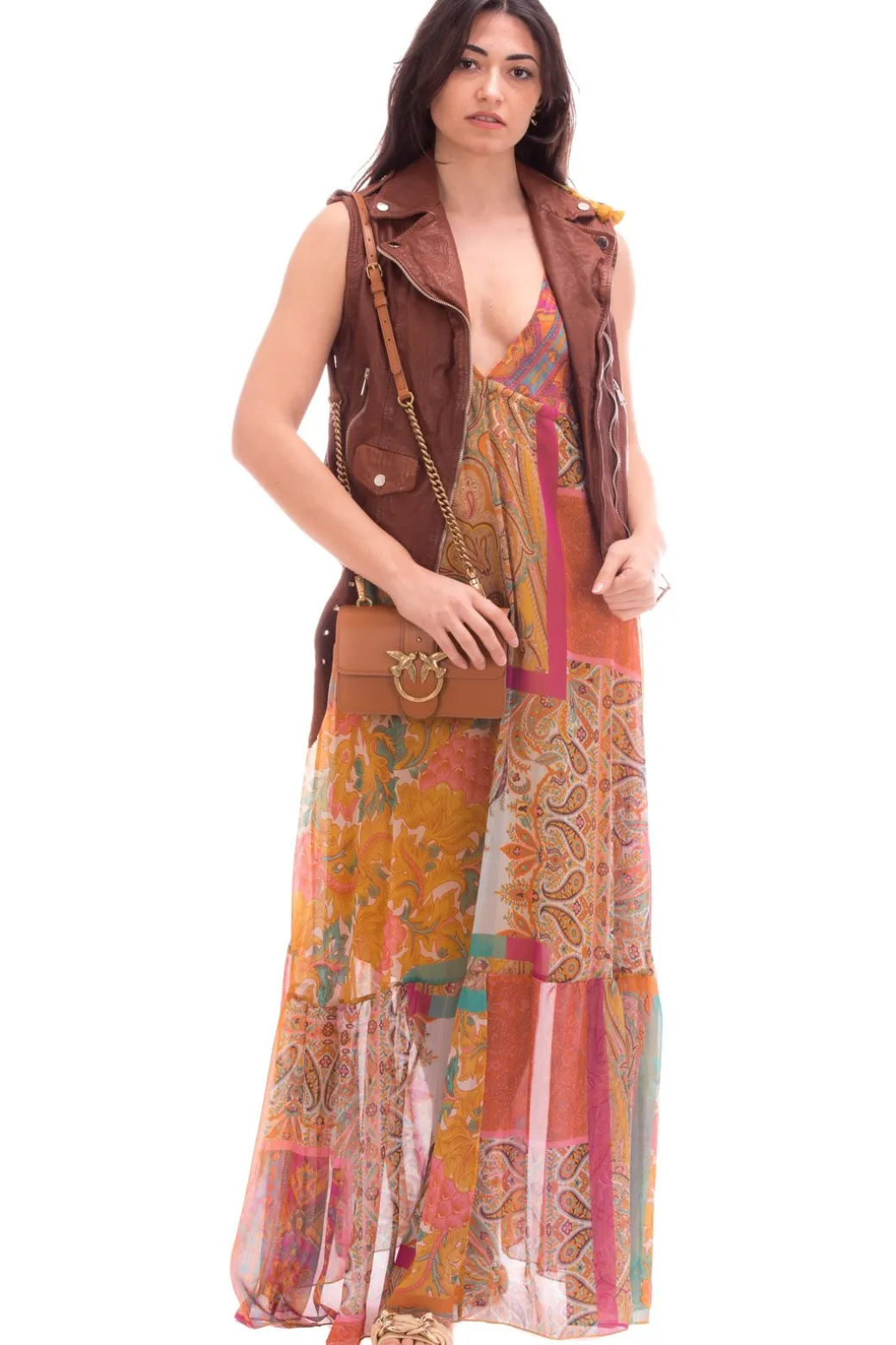 Souvenir Gilet Corto In Pelle con Zip e CinturaCUOIO