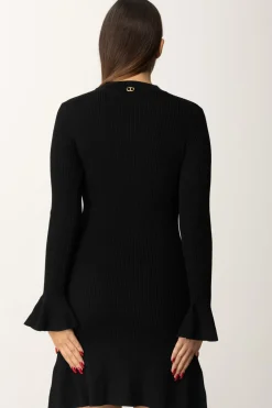 Twin-set Abito a Coste con LaccettiNERO