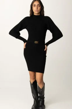 Twin-set Abito a Costine con CinturaNERO