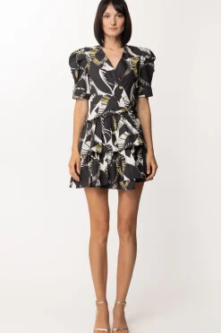 Twin-set Abito a Portafoglio con Stampa e BalzeLEAVES CHANTILLY/NERO