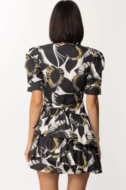 Twin-set Abito a Portafoglio con Stampa e BalzeLEAVES CHANTILLY/NERO