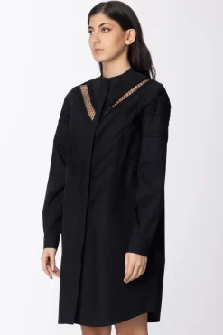 Twin-set Abito Chemisier con Pizzo e FusciaccaNERO