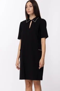 Twin-set Abito con Strass Sul CollettoNERO