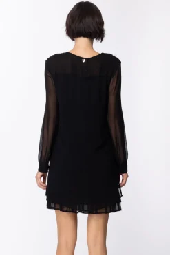 Twin-set Abito Elegante In Tulle con PaillettesNERO