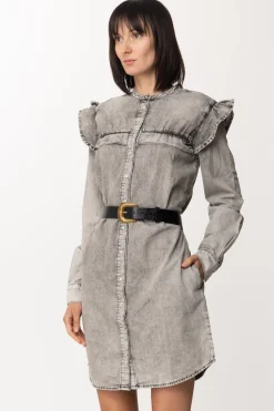 Twin-set Abito In Jeans con Ruches e CinturaDENIM MARMORIZZATO GRIGIO