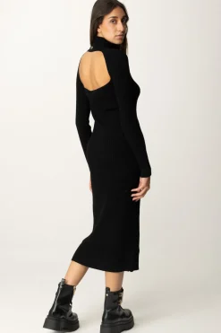 Twin-set Abito In Maglia a Coste con Collo AltoNERO