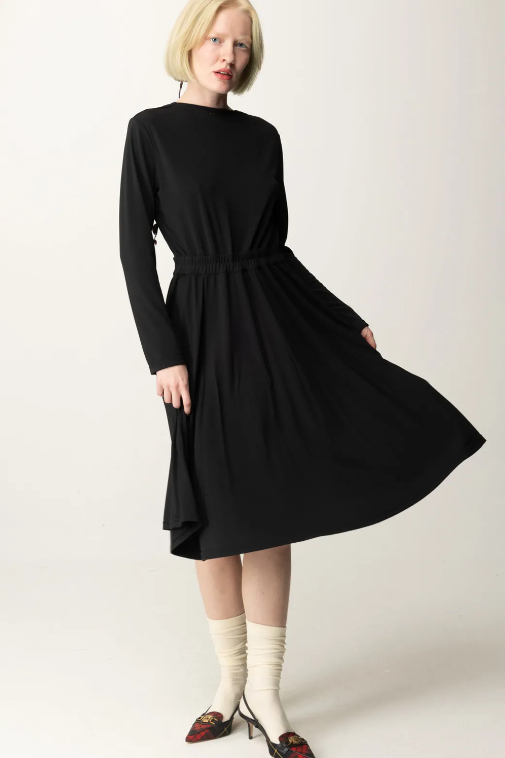 Twin-set Abito Longuette In Jersey CrêpeNERO