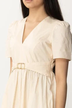 Twin-set Abito Longuette Maniche Corte In CotonePARCHMENT