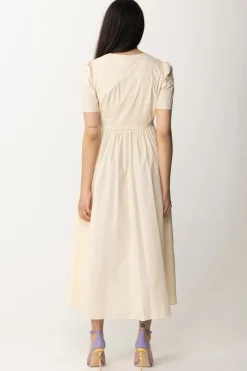Twin-set Abito Longuette Maniche Corte In CotonePARCHMENT