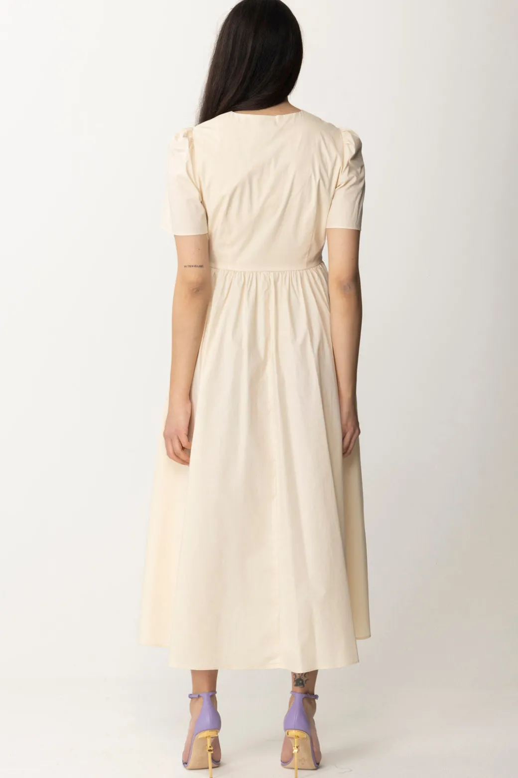 Twin-set Abito Longuette Maniche Corte In CotonePARCHMENT