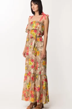 Twin-set Abito Lungo a Fiori con Volant e FiocchettiST.HIBISCUS MULTICOLOR