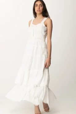 Twin-set Abito Lungo con Balze e PizzoBIANCO OTTICO