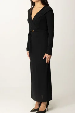 Twin-set Abito Lungo con CinturaNERO
