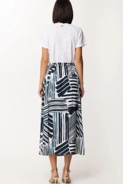 Twin-set Abito Lungo con Gonna StampataBIC.RIGHE/OTTICO