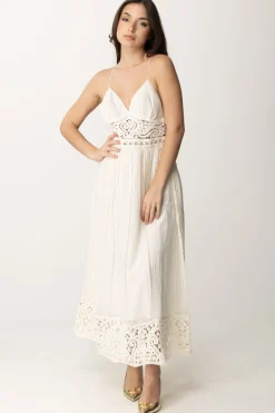 Twin-set Abito Lungo con Inserti CrochetAVORIO