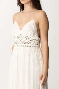 Twin-set Abito Lungo con Inserti CrochetAVORIO