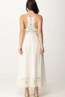 Twin-set Abito Lungo con Inserti CrochetAVORIO