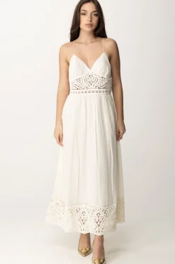 Twin-set Abito Lungo con Inserti CrochetAVORIO