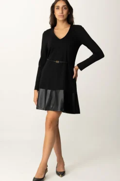 Twin-set Abito Lungo In Maglia con CinturaNERO