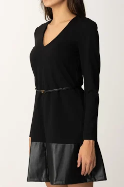 Twin-set Abito Lungo In Maglia con CinturaNERO