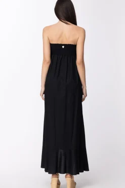 Twin-set Abito Lungo Scollo Retto e VolantNERO