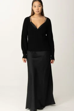 Twin-set Abito Lungo Sottoveste con MaglioneNERO