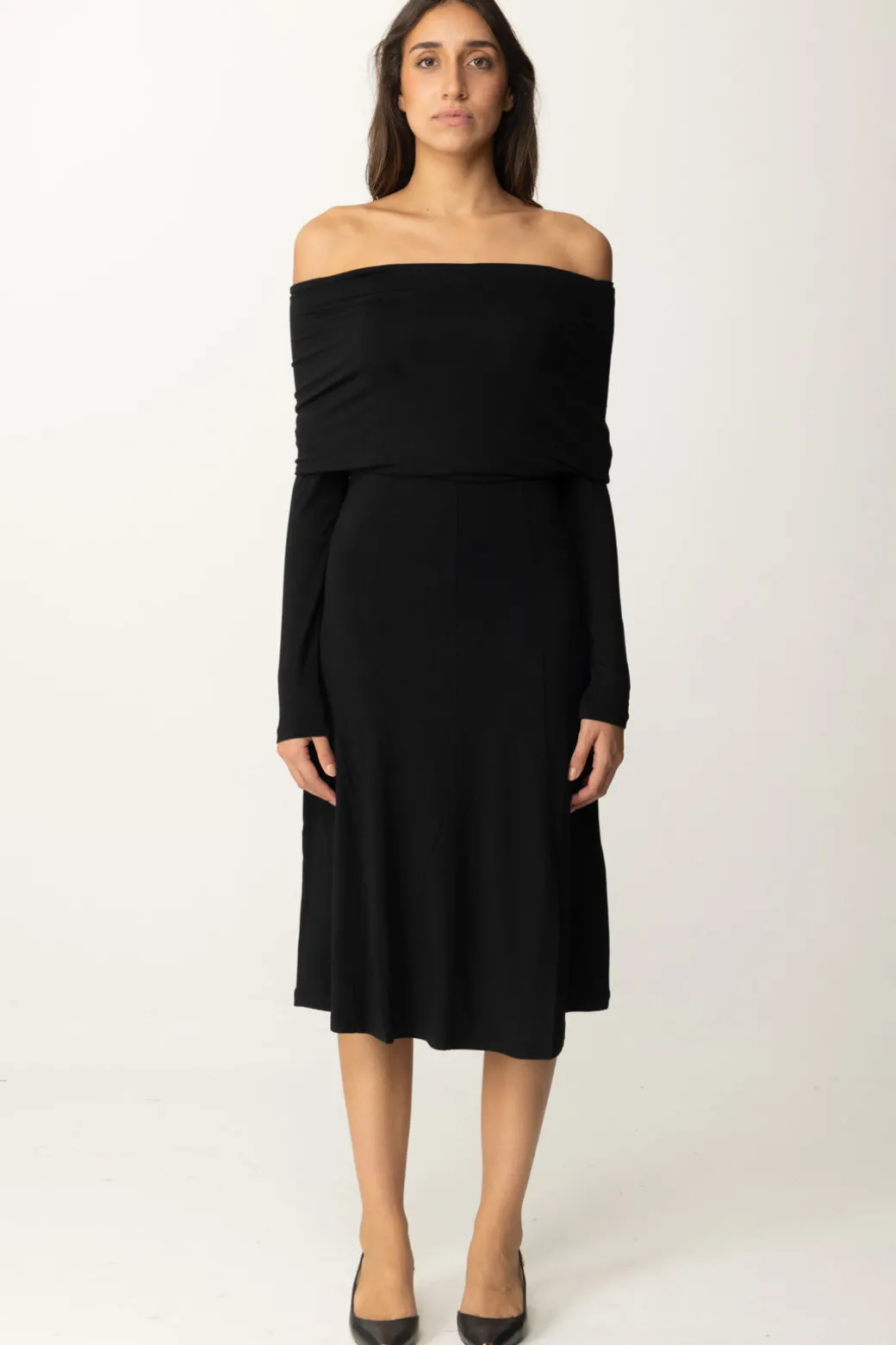 Twin-set Abito Midi con Ricamo LogoNERO