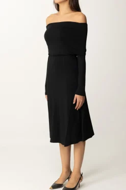 Twin-set Abito Midi con Ricamo LogoNERO