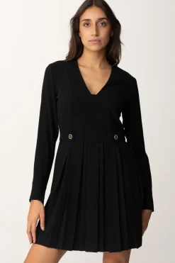 Twin-set Abito Mini con Logo e Gonna PlissèNERO