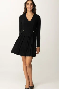 Twin-set Abito Mini con Logo e Gonna PlissèNERO