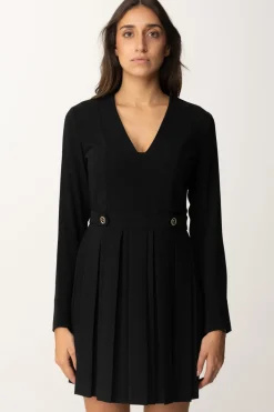 Twin-set Abito Mini con Logo e Gonna PlissèNERO