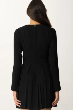 Twin-set Abito Mini con Logo e Gonna PlissèNERO
