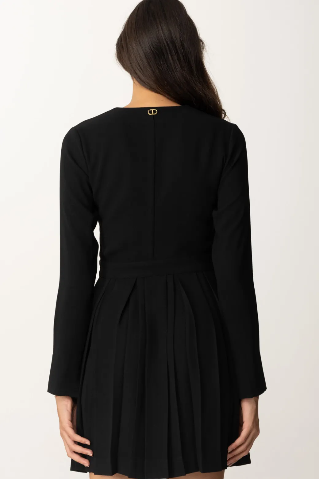 Twin-set Abito Mini con Logo e Gonna PlissèNERO
