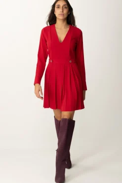 Twin-set Abito Mini con Logo e Gonna PlissèROSSO VENEZIANO