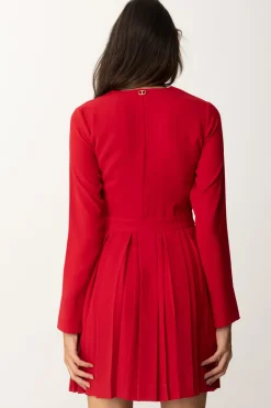 Twin-set Abito Mini con Logo e Gonna PlissèROSSO VENEZIANO