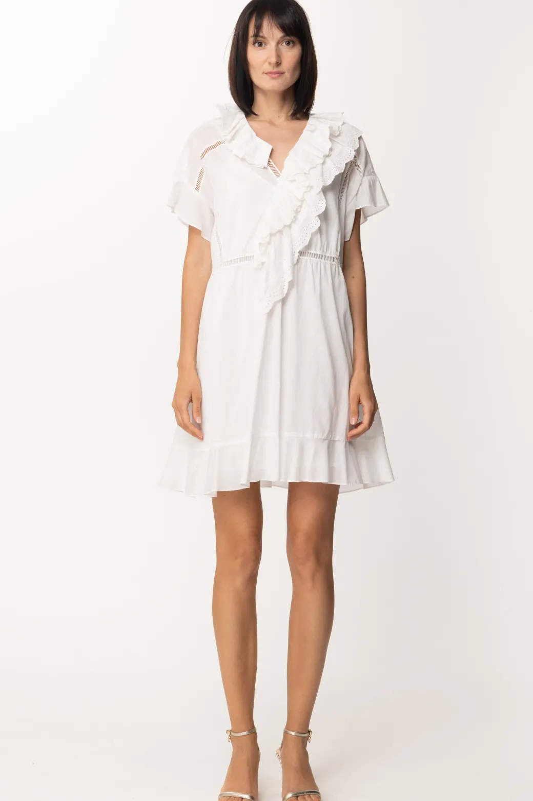 Twin-set Abito Mini con Sangallo e VolantICE