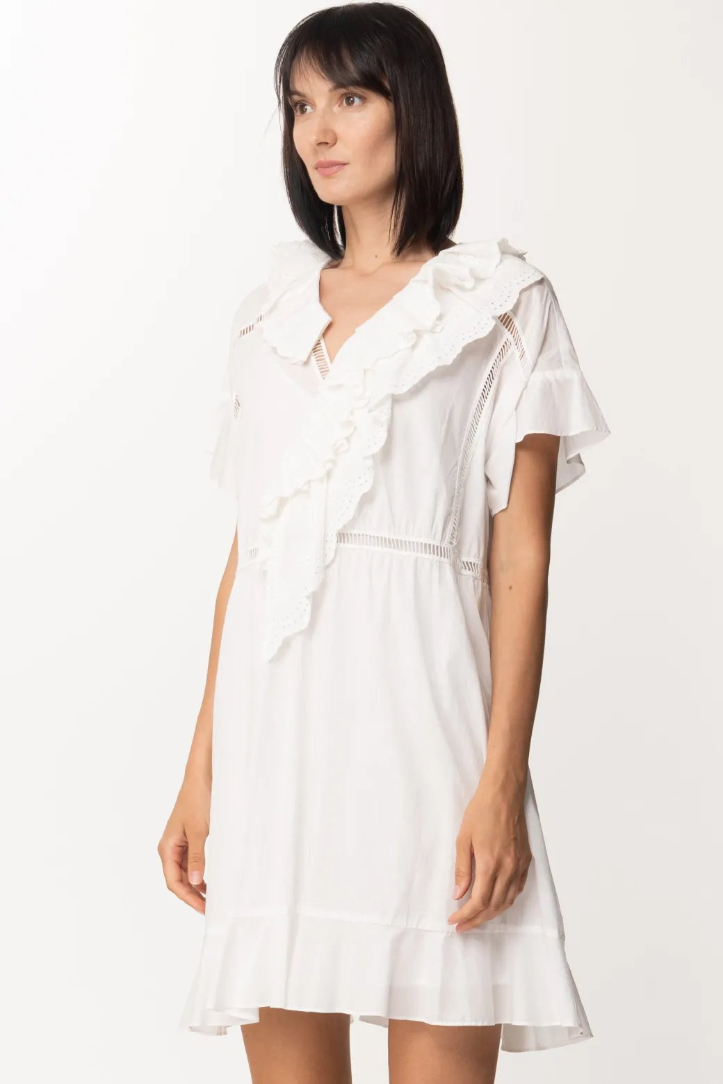 Twin-set Abito Mini con Sangallo e VolantICE