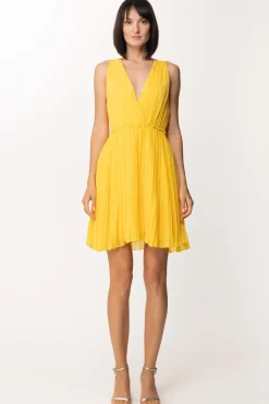 Twin-set Abito Plissettato con Scollo a IncrocioRADIANT YELLOW