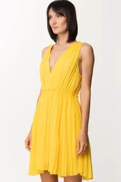 Twin-set Abito Plissettato con Scollo a IncrocioRADIANT YELLOW