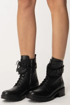 Twin-set Anfibio In Pelle con Logo LetteringNERO