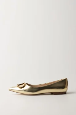 Twin-set Ballerine In Pelle LaminataORO