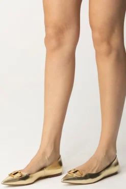 Twin-set Ballerine In Pelle LaminataORO