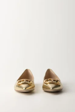 Twin-set Ballerine In Pelle LaminataORO