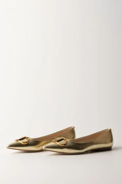 Twin-set Ballerine In Pelle LaminataORO